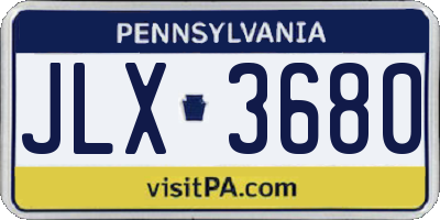 PA license plate JLX3680