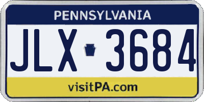 PA license plate JLX3684