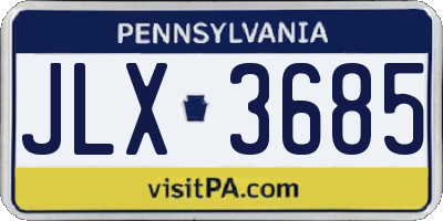 PA license plate JLX3685