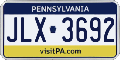 PA license plate JLX3692