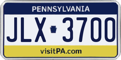 PA license plate JLX3700
