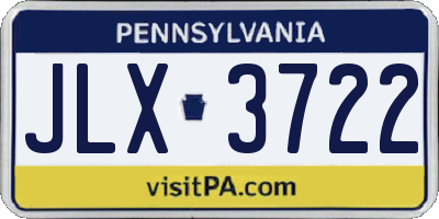 PA license plate JLX3722