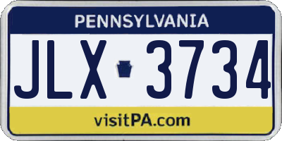 PA license plate JLX3734