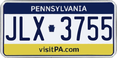 PA license plate JLX3755