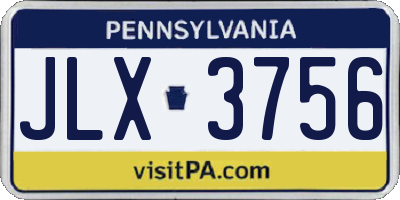 PA license plate JLX3756