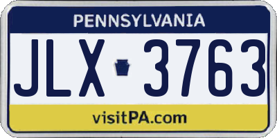 PA license plate JLX3763