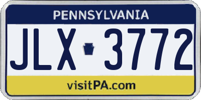 PA license plate JLX3772