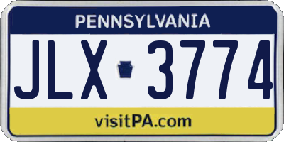 PA license plate JLX3774
