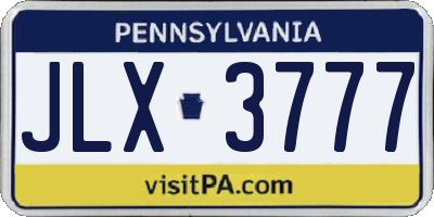 PA license plate JLX3777