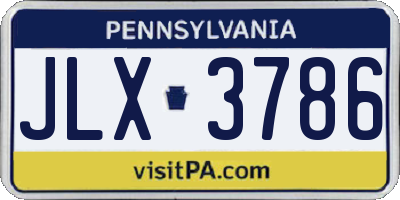 PA license plate JLX3786