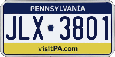 PA license plate JLX3801