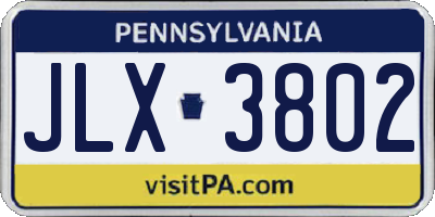 PA license plate JLX3802