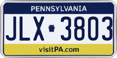 PA license plate JLX3803