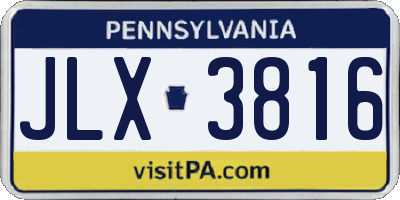 PA license plate JLX3816