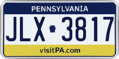 PA license plate JLX3817