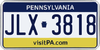 PA license plate JLX3818