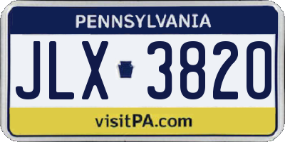 PA license plate JLX3820