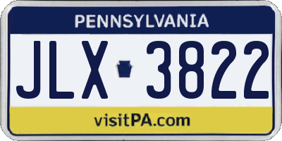 PA license plate JLX3822