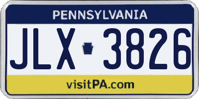 PA license plate JLX3826