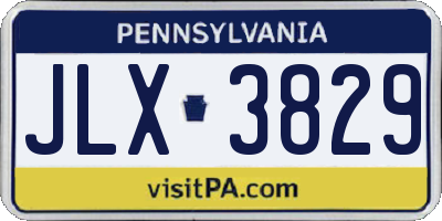 PA license plate JLX3829