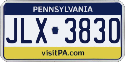 PA license plate JLX3830