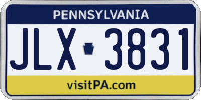 PA license plate JLX3831