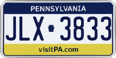 PA license plate JLX3833