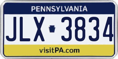 PA license plate JLX3834