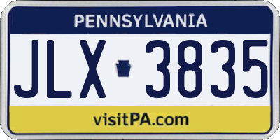 PA license plate JLX3835