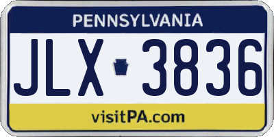 PA license plate JLX3836