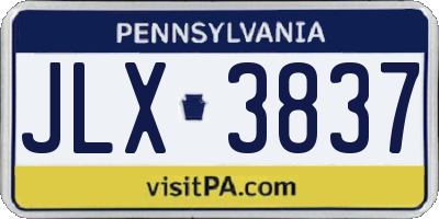 PA license plate JLX3837