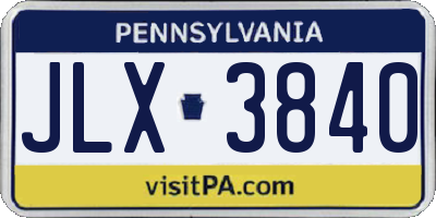 PA license plate JLX3840