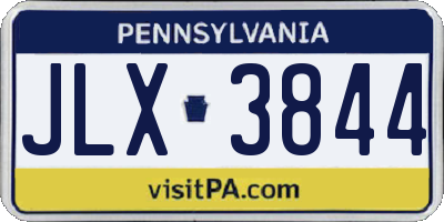 PA license plate JLX3844