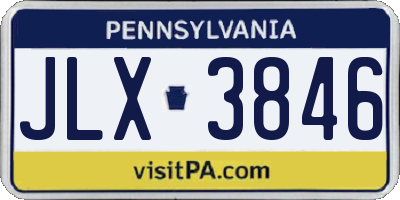 PA license plate JLX3846