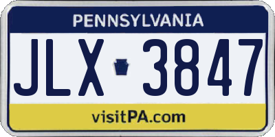 PA license plate JLX3847