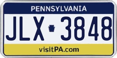 PA license plate JLX3848
