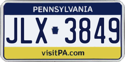 PA license plate JLX3849