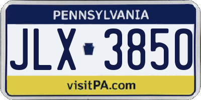 PA license plate JLX3850