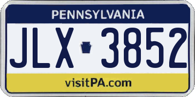 PA license plate JLX3852