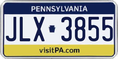PA license plate JLX3855