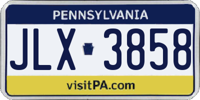 PA license plate JLX3858