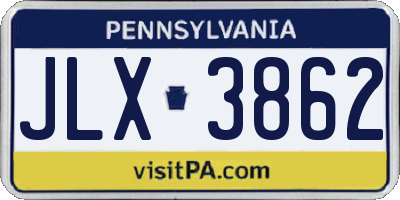 PA license plate JLX3862