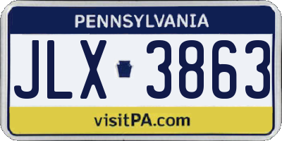 PA license plate JLX3863