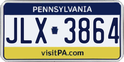 PA license plate JLX3864