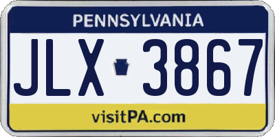 PA license plate JLX3867