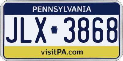 PA license plate JLX3868