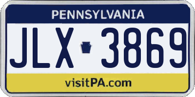 PA license plate JLX3869