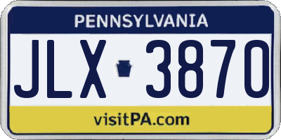 PA license plate JLX3870