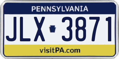 PA license plate JLX3871