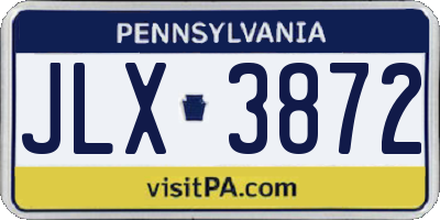 PA license plate JLX3872